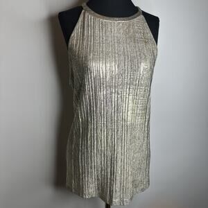 Anthropologie Moulinette Soeurs 'Shine On Metallic Gold High Neck Tank Large